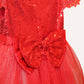 Classic Red Sparkly Flower And Pearls Lace Girl Dress