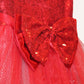 Classic Red Sparkly Flower And Pearls Lace Girl Dress