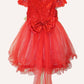 Classic Red Sparkly Flower And Pearls Lace Girl Dress