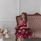 Floral Red Bow Tie Chic Sleeveless Toddler & Girl Dress Set