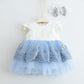 Fancy Blue Baby Puffy Lace Detailed Dress Set- Dressy Angels