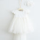 Detailed Classic Bow White Baby Dress Set - Dressy Angels