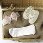 Fancy Pink & Bronze Baby Puffy Lace Detailed Dress Set - Dressy Angels