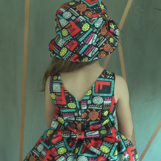 Fashionable Printed Sport-Chic Sleeveless Girl Dress Set