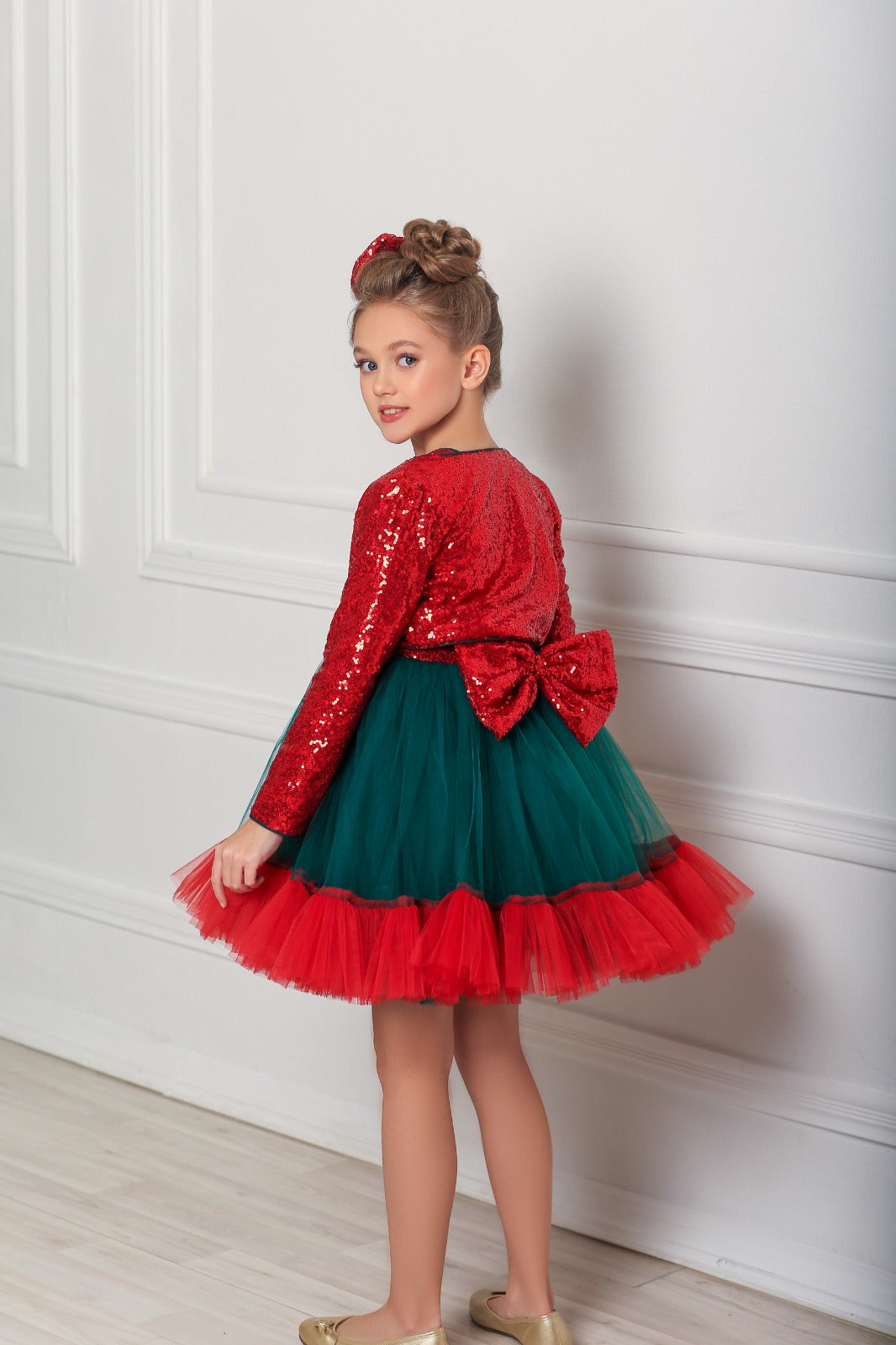 Holidays inspired Sparkly Girl Dress Set Red & Green - Christmas Set - Dressy Angels