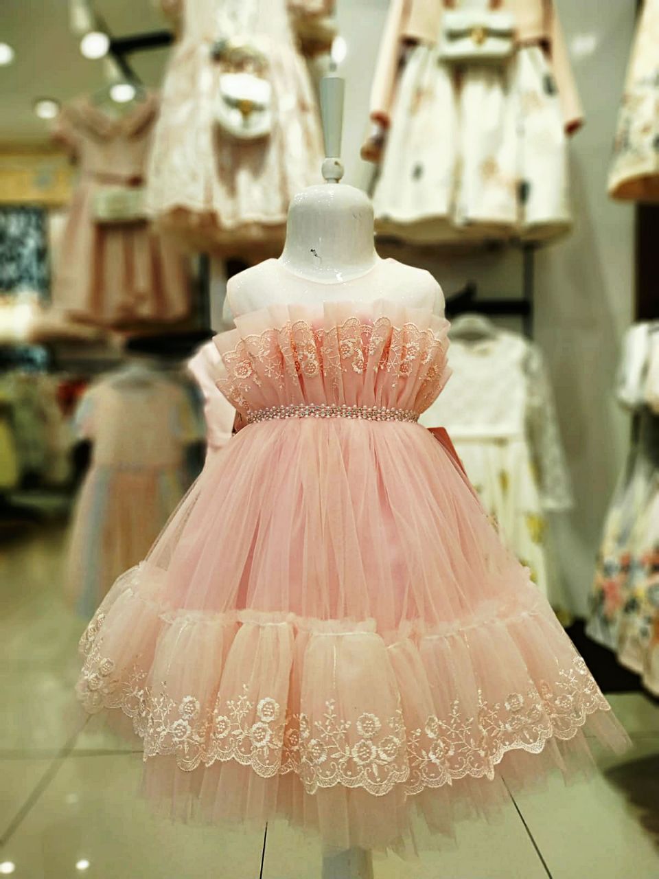 Tulle Organza Pink Floral Lace Girl Dress Set- Dressy Angels
