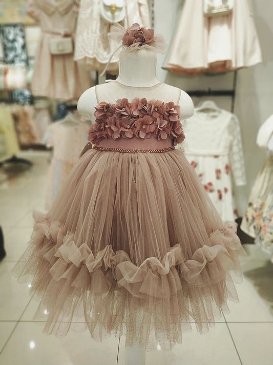 Charming Rosewood Pink Tulle Puffy Dress Set - Dressy Angels