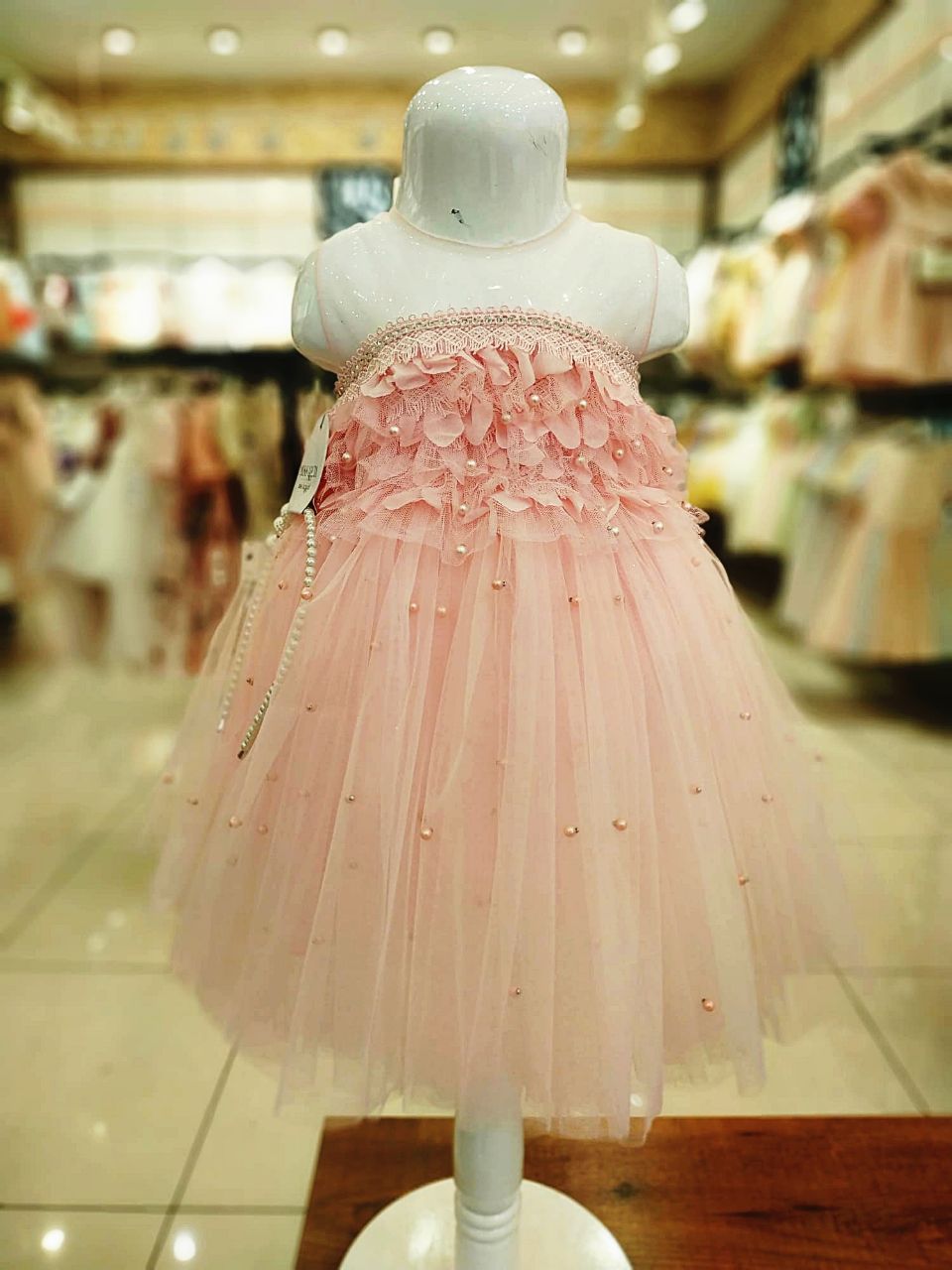 Pearly Puffy Sleeveless Floral Pink Bronze Toddler & Girl Dress Set- Dressy Angels
