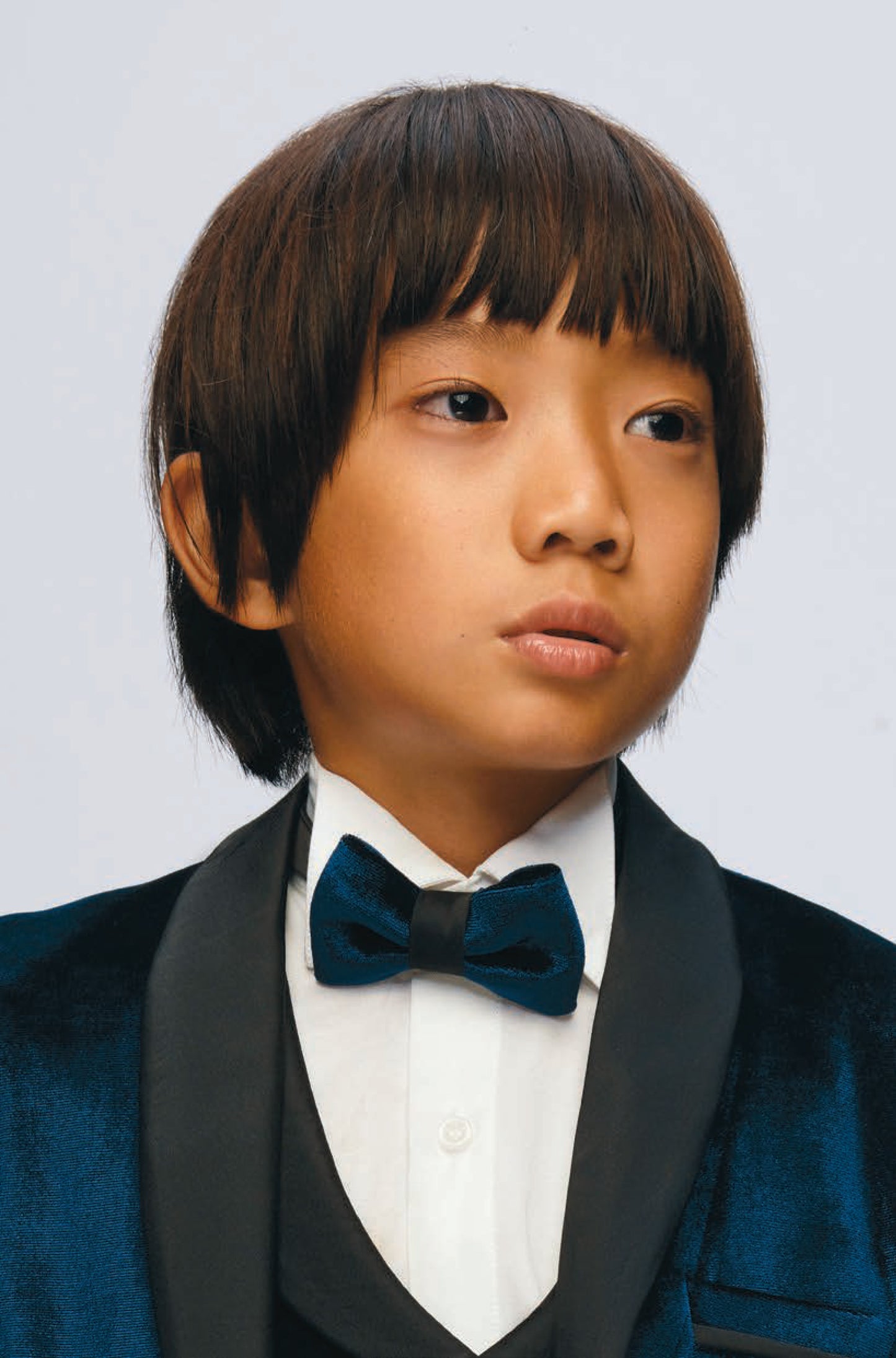 Navy Blue 5-piece Set Velvet Kingsman Boy's Tuxedo Suit - Dressy Angels