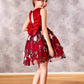 Floral Red Bow Tie Chic Sleeveless Toddler & Girl Dress Set