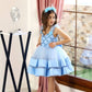 Blue Lustrous Puffy Sleeveless Girl Dress Set - Dressy Angels