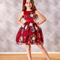 Floral Red Bow Tie Chic Sleeveless Girl Dress Set - Dressy Angels