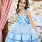 Blue Lustrous Puffy Sleeveless Girl Dress Set - Dressy Angels