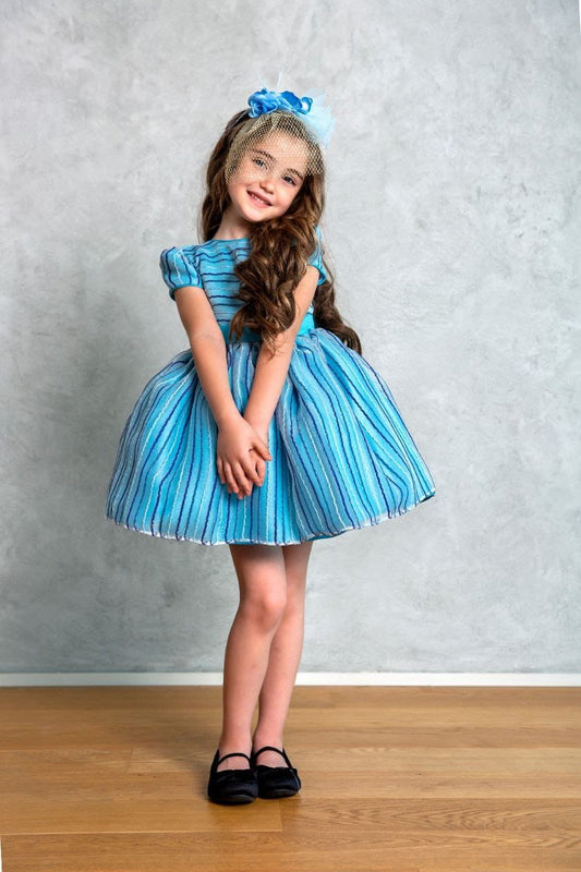 Cute Shades of a Blue Toddler Girl Dress Set - Dressy Angels
