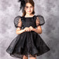 Elegant Dotted Black Girl Dress Set - Dressy Angels