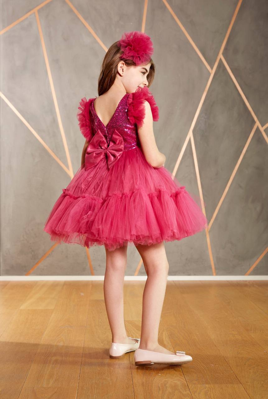 Puffy Ruffles Fuchsia Chic Girl Dress Set- Dressy Angels