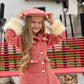 Vintage Woolen Fur Girl Trench Coat 4pcs Set- Dressy Angels
